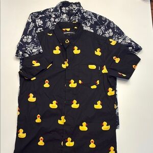 H&M Hawaiian Shirt and MOLOKAI Duck Print Casual Shirt. Men’s 2 Piece Bundle